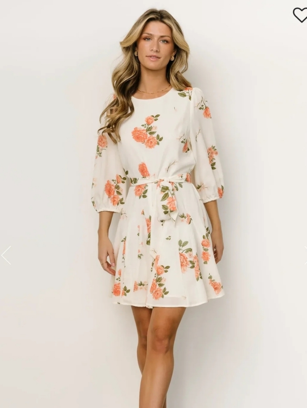 Sugarlips Morning Blush Floral Collins Godet Mini Dress Puff Sleeve Fit & Flare